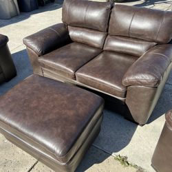 Leather Couches ! Top Grain Leather Sofa Loveseat Chair And Ottoman ! Couches ! Sofas ! Free Delivery