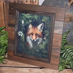 NEW Rustic French Country Farmhouse Woodland Fox Table Top or Wall Decor Picture