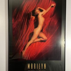 RARE 1994 Marilyn Monroe 'NUDE CALENDAR' Poster by Tom Kelley, Framed 34" x 24"