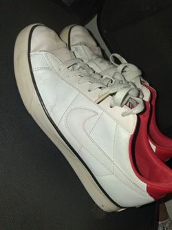 White and Red Low-Top Sneakers