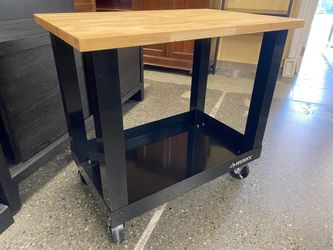 HUSKY Butcher Block Top Rolling Work Table