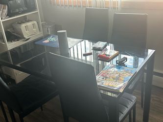 Glass Top Dining Table with 4 Chairs