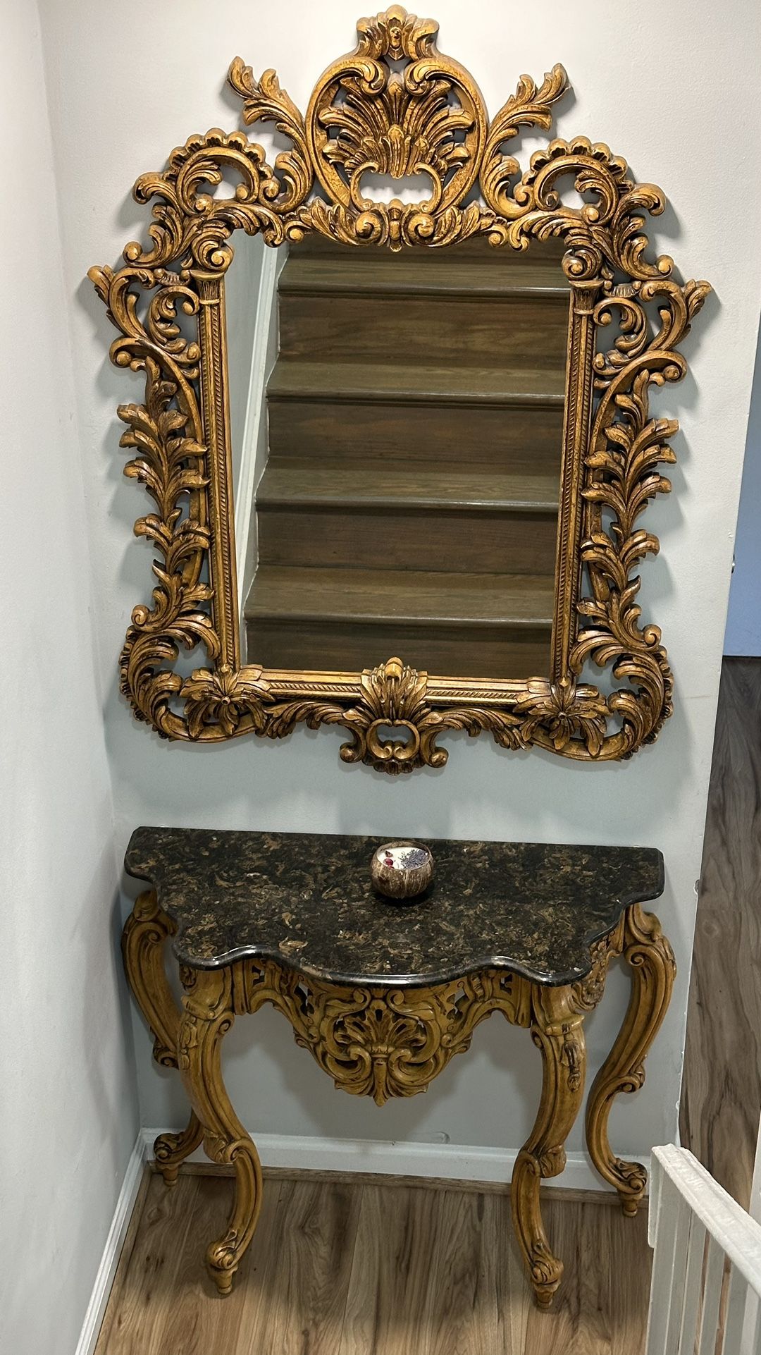 Beautiful Real Marble Console Table With Large Mirror