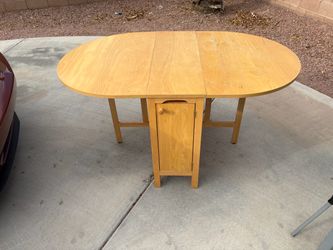Wood Drop-Leaf Dining Table with Storage