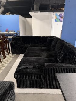 📦 New Oversized Sofa Black Corduroy Sectional Couch-Sleeper-Storage-Charging $10 Down