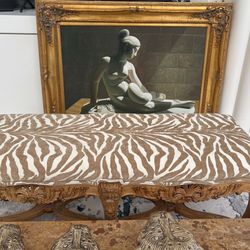 Antique Art Deco Original Nude Lady Painting. Beautiful Carved Ornate Gold Frame. Excellent Condition. 