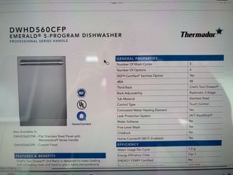 Thermador Emerald 5-Program Dishwasher New DWHD560CFP