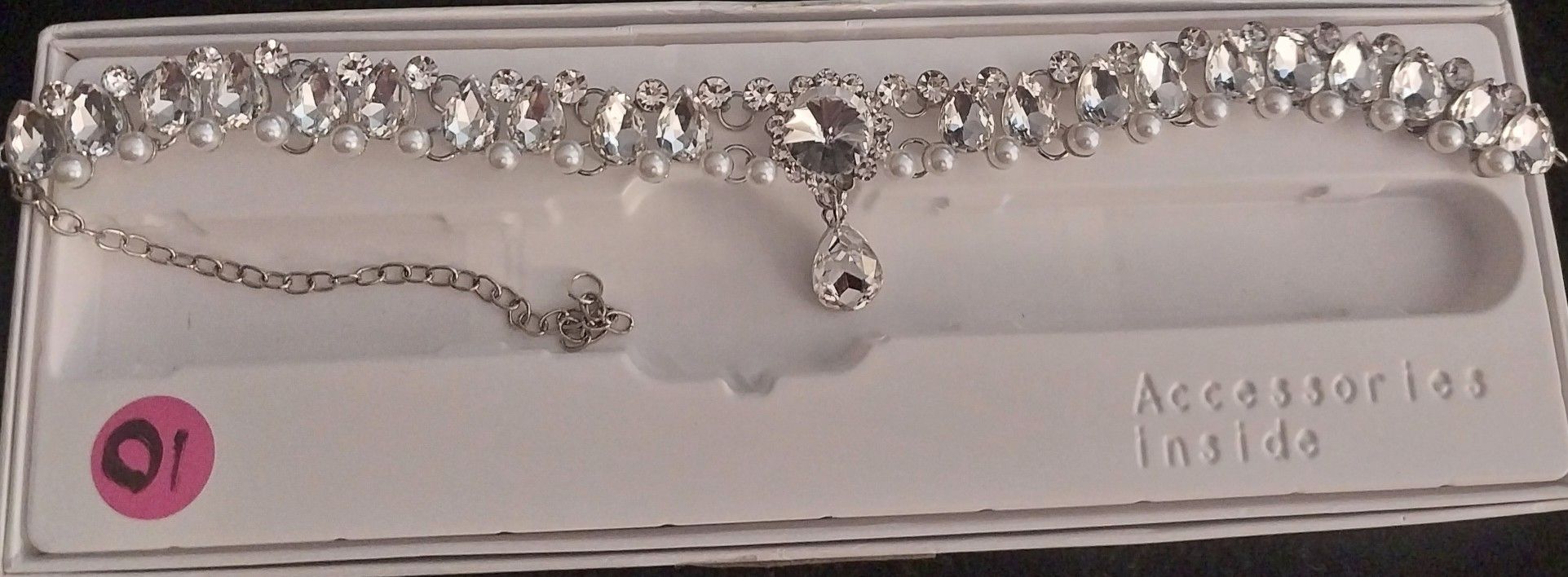 Rhinestone Teardrop Choker Necklace New