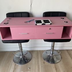 NEW Pink Salon Styling Station w/ Storage & Dryer Holders