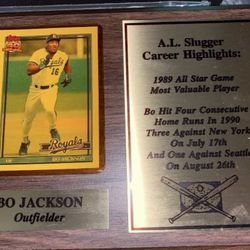 Bo Jackson baseball card 40th anniversary with plaque