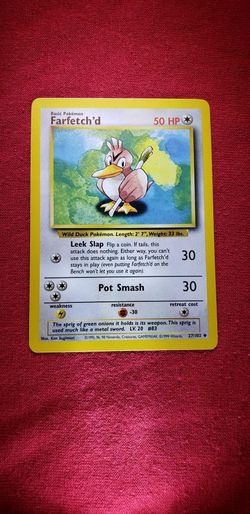 🔥VINTAGE-1999 WOTC FARFETCH'D 27/102 POKÉMON CARD. BASE UNLIMITED SET. UNCOMMON. NON HOLO. LP/NM🔥