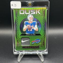 2024 Obsidian Dusk Memorabilia Green Prizm #DM-JAN Josh Allen Nike Swoosh Patch Relic #/5 (READ)