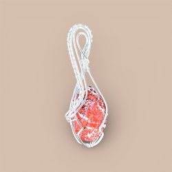 Handmade Wire Wrapped Red Jasper Pendant 