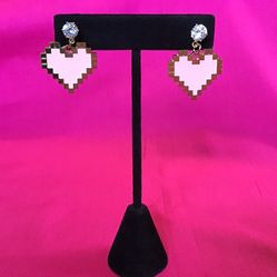 Pixel Heart Drop Earrings