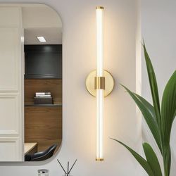 LED Bathroom Light Fixtures Gold Bathroom Vanity Lights Over Mirror 360° Full Lighting Dimmable LED 22 inch Vanity Light Bar Hardwired Modern Wall Sco
