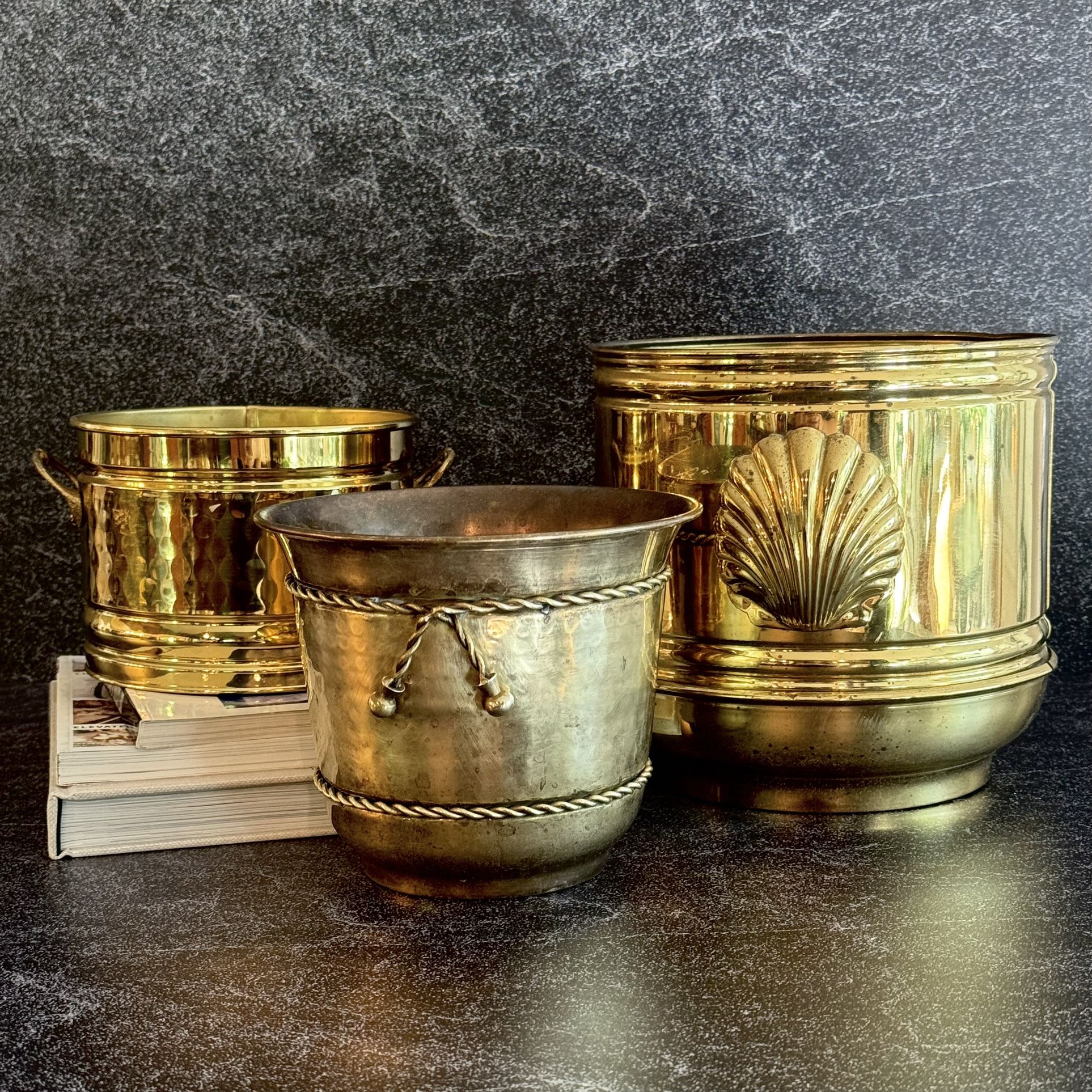 Lot of 3 Brass Planters