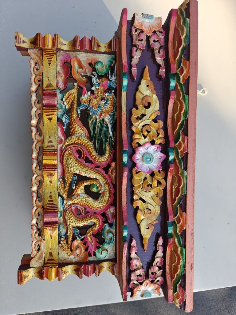Vintage Tibetan Altar Carved Wood