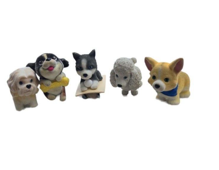 lot of fuzzy resin puppy dog mini figures