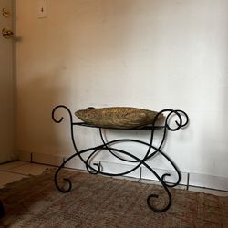 Vintage Ornate Wrought Iron Bench