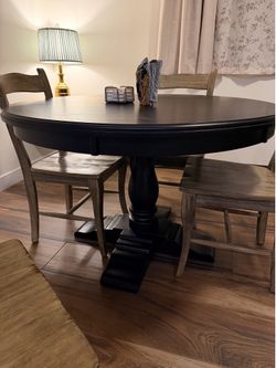 Black Wood Round Dining Table