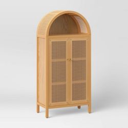 New Arch caned Cabinet With Shelves Storage Modern Mcm Boho Bohemian Home Furniture