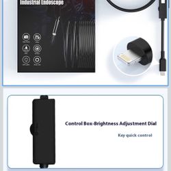 🔥Brand new🔥 Plug & View Inspection Cam with 5M Bendable Cable and Swappable Tool Tips,2.0MP HD Camera, Capturing Exactly,IP67 Waterproof, for iPhone