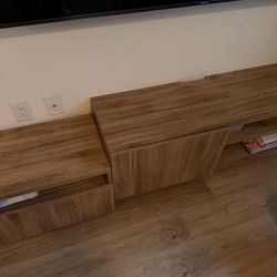 Modern white furniture set (shelves + TV console)