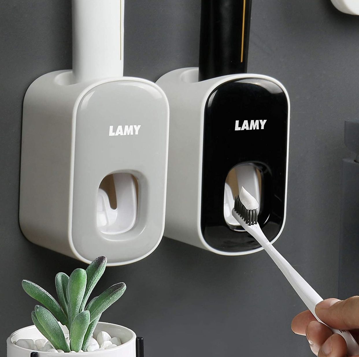 AMY Toothpaste Dispenser, 2 PCS Automatic Toothpaste Squeezer Wall Mount for Bathroom