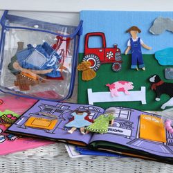 Kids Play Felt Boards & Interactive Pieces Set #1- Hello Kitty, Maisy Mouse, Little Red Riding Hood Story Book, 2 Boards & Mix & Match Felt Pieces