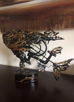 Fish art sculpture. Recycled materials