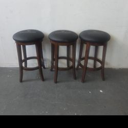 Set of 3 Guinness Bar Stools with Cushioned Seats.