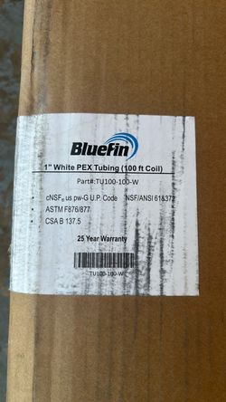 Bluefin 1" White PEX Tubing 100 ft Coil