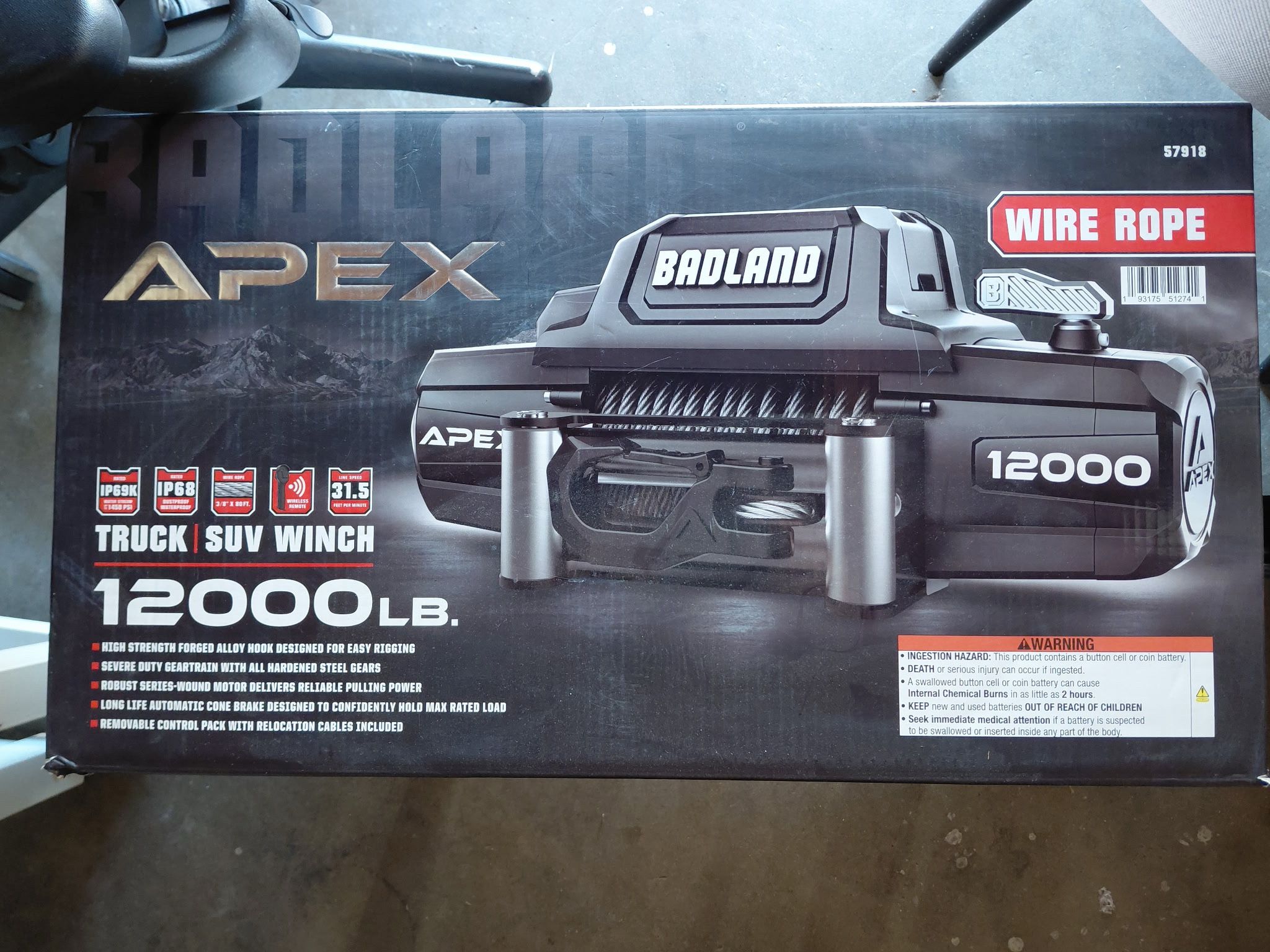 Apex Badlands 12k Winch with Wire Rope