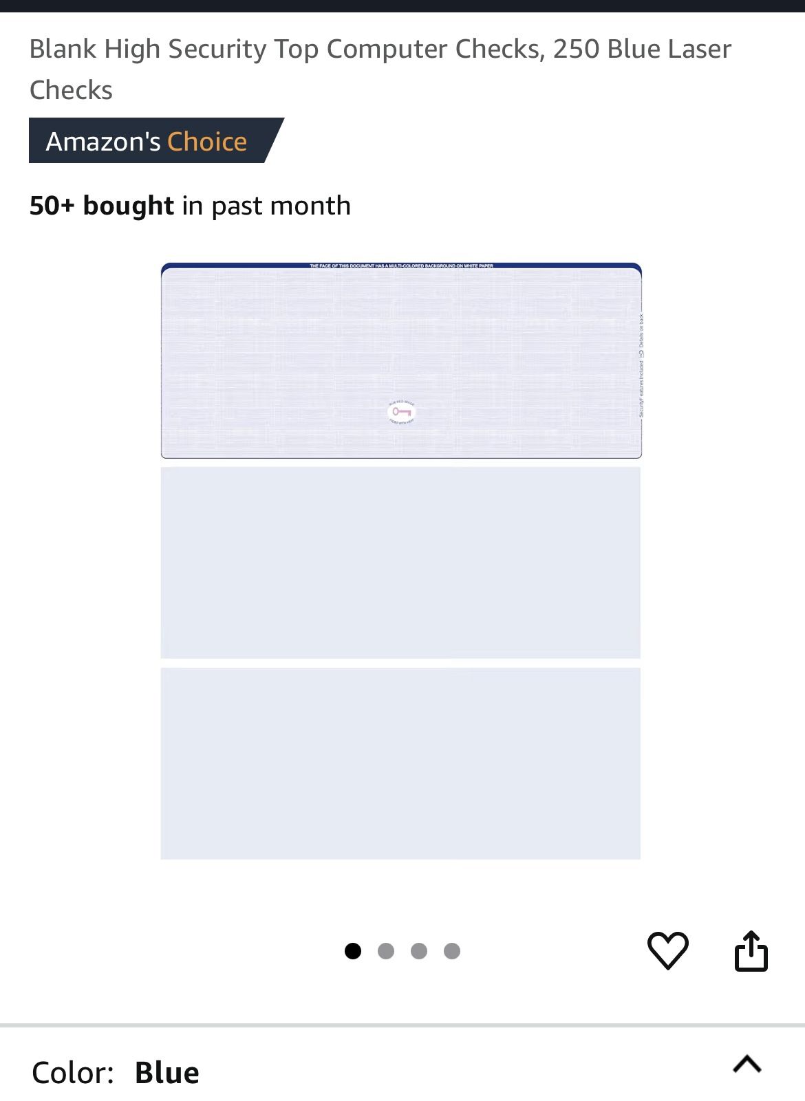 250 Blank High Security Checks