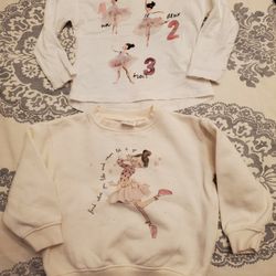 Zara Girls Long Sleve Tshirt And Sweatshirt. Size 18-24 Months.