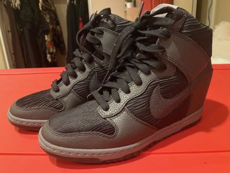 Women’s Nike Dunk Sky Hi Gray Black Metallic Hidden Wedge