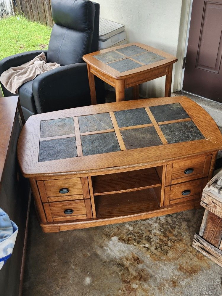 Three Piece Living Room Set. Coffee Table,Tv Stand And End Table. Solid Wood, .Price To Sell ..