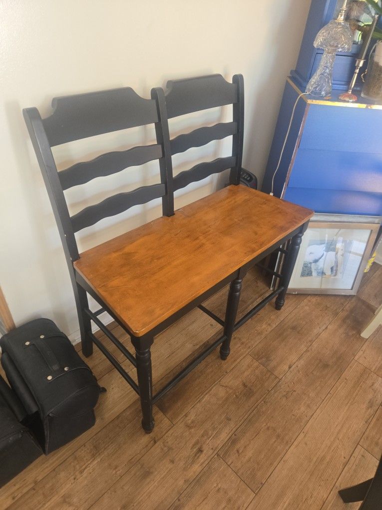 Black/Brown Wooden Bench