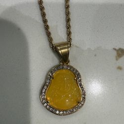 Gold Plated Rope Chain With Yellowish Gold Budda Charm