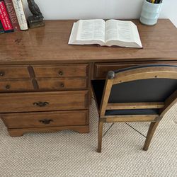 Antique Mid Century Writers Desk And Chair Set