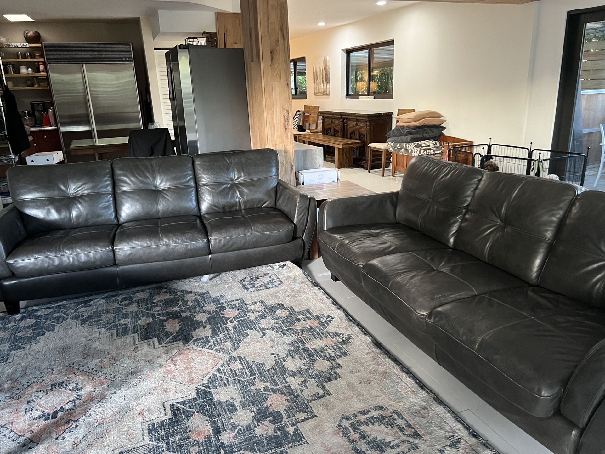 Real Leather Sofas $300 Both