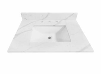 ALLEN ROTH Calacatta 31-in White Quartz Undermount Single Sink Widespread Faucet Mount Bathroom Vani