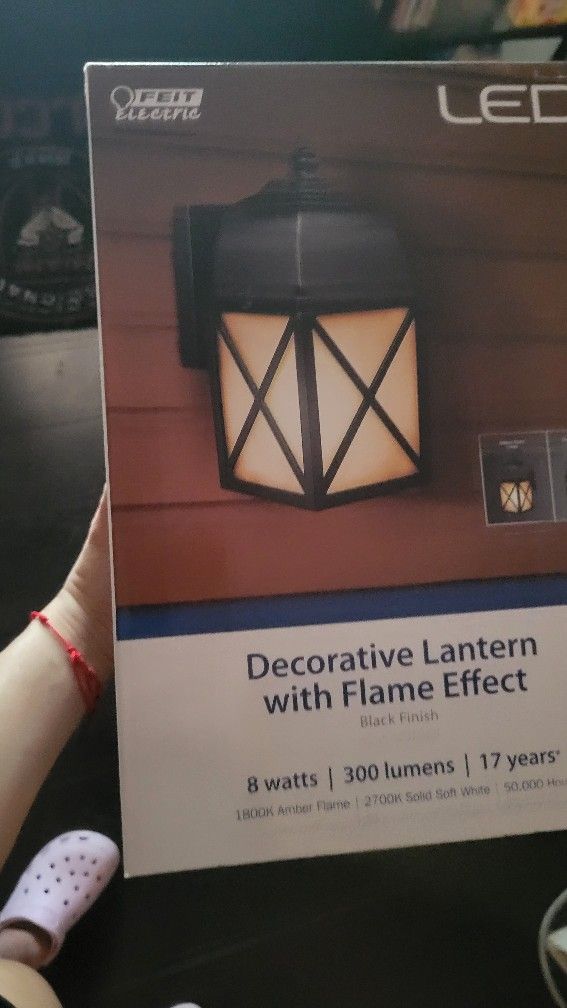 LED decorative lights outdoor lantern with flame effect