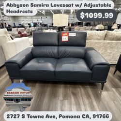 Abbyson Blue Samira Loveseat W/ Adjustable Headrests 
