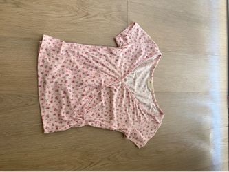 Pink floral print crop top