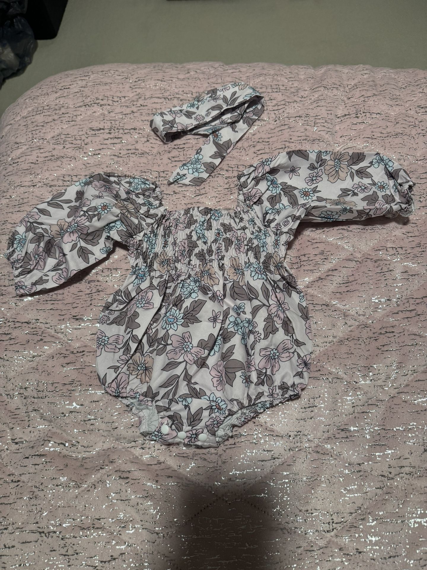 Baby Girl Floral Pattern Onesie Bodysuit Romper