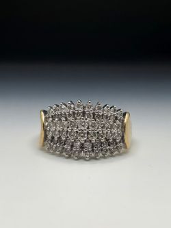 Diamond Cluster Cocktail 14k Yellow Gold Ring