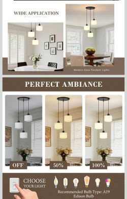 New Modern Glass Pendant Light Fixture 3-Light