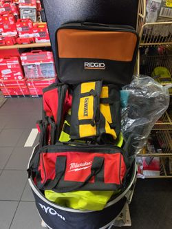 Various Toolbags in stock, Ridgid for starting price an up,New, Financing Available