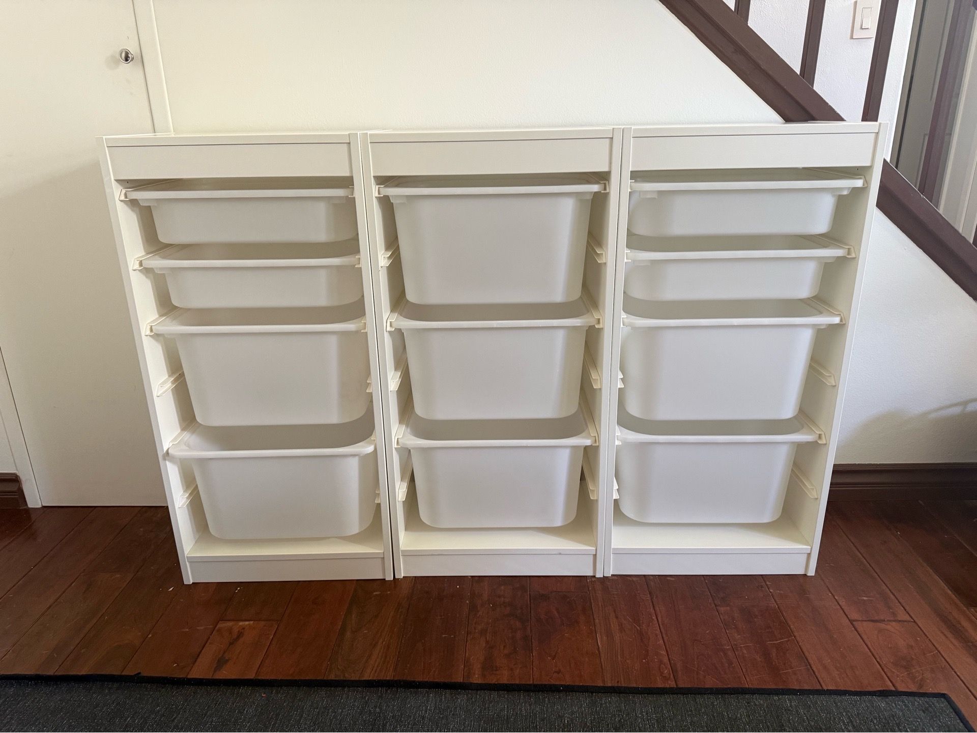 Set of 3 IKEA Trofast storage system with bin